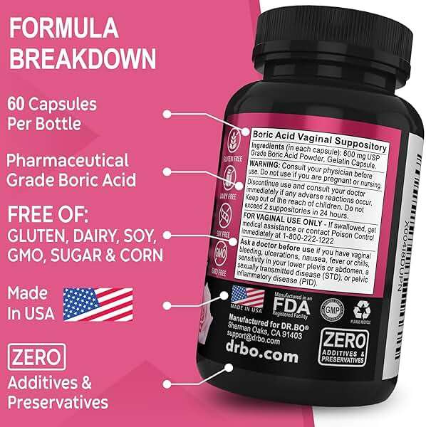 Boric Acid Suppositories for Women - 600mg Vaginal Suppositories Boric Acid for Women - Vagina Suppository Vaginal Odor Smell PH Feminine Vag Womens pH Balance Pills & Vagina Health - 60 Suppositories - Image 8