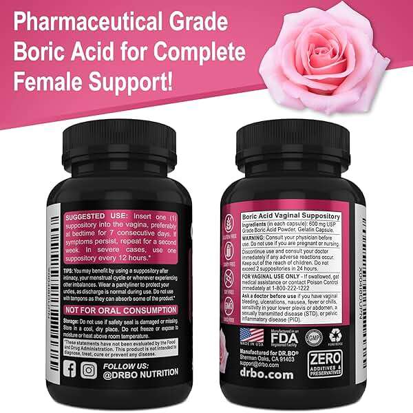 Boric Acid Suppositories for Women - 600mg Vaginal Suppositories Boric Acid for Women - Vagina Suppository Vaginal Odor Smell PH Feminine Vag Womens pH Balance Pills & Vagina Health - 60 Suppositories - Image 9