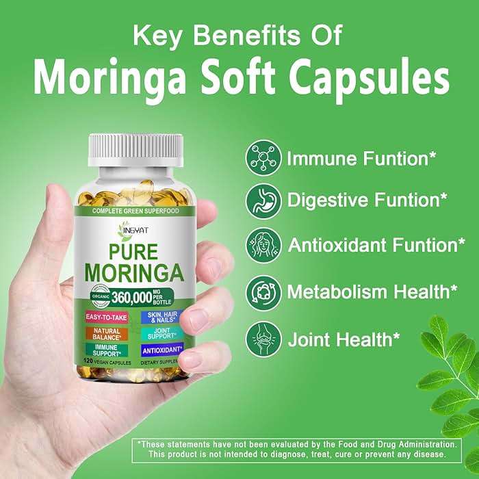 Moringa Softgels, Organic Pure Moringa Oleifera Leaves Extract for Energy, Skin, Gut Health, Immune, Natural Antioxidant, High Potency Moringa Oil Than Moringa Powder, Non-GMO, 60 Serving - Image 2