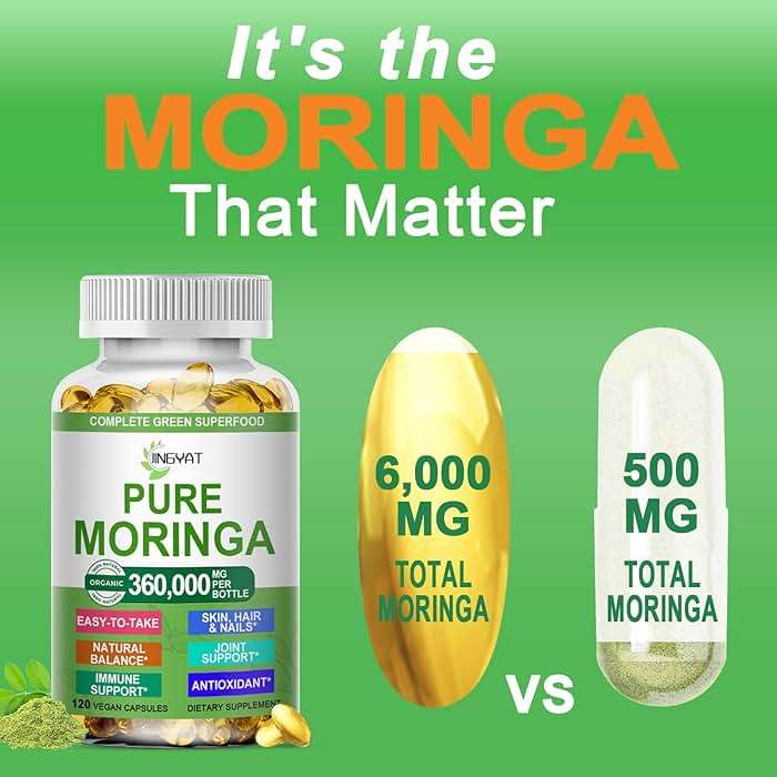 Moringa Softgels, Organic Pure Moringa Oleifera Leaves Extract for Energy, Skin, Gut Health, Immune, Natural Antioxidant, High Potency Moringa Oil Than Moringa Powder, Non-GMO, 60 Serving - Image 5