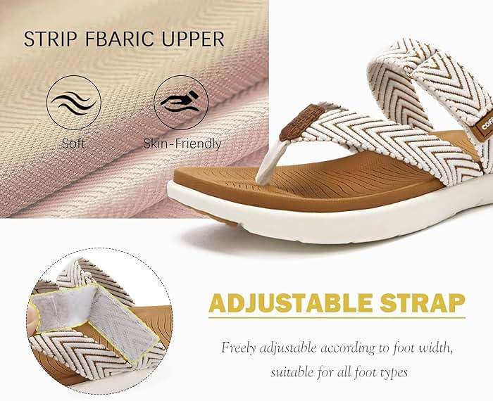 COFACE Womens Trendy Orthotic Flip Flops Lightweight Yoga Mat Thick Cushion Walking Thong Sandals Adjustable Slip On Slippers With Comfortable Plantar Fasciitis Arch Support - Image 4