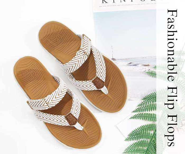 COFACE Womens Trendy Orthotic Flip Flops Lightweight Yoga Mat Thick Cushion Walking Thong Sandals Adjustable Slip On Slippers With Comfortable Plantar Fasciitis Arch Support - Image 8
