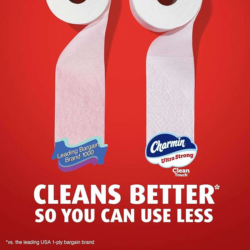 Bounty Quick-Size Paper Towels, White, 16 Family Rolls, Charmin Ultra Strong Clean Touch Toilet Paper, 18 Family Mega XL Rolls - Image 5
