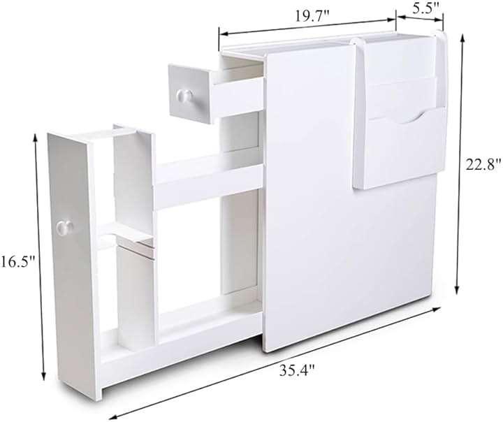 Organizedlife Toilet Paper Holder Stand with Drawer, Bathroom Storage Cabinet Beside Toilet with Book Organizer, for Small Space Bathroom, No Assembly Required - Image 2