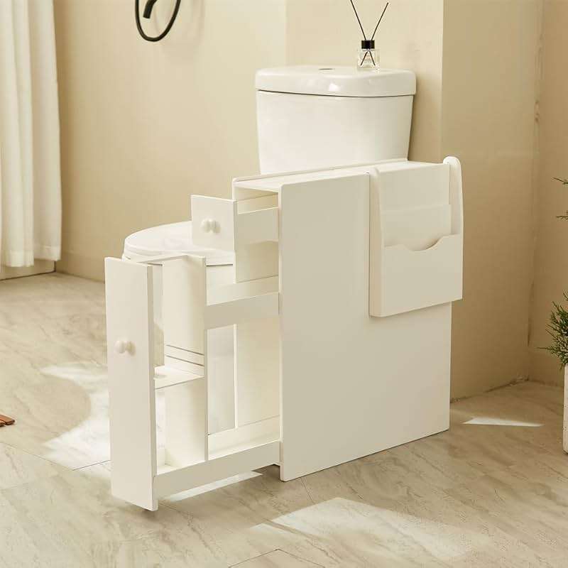 Organizedlife Toilet Paper Holder Stand with Drawer, Bathroom Storage Cabinet Beside Toilet with Book Organizer, for Small Space Bathroom, No Assembly Required - Image 3