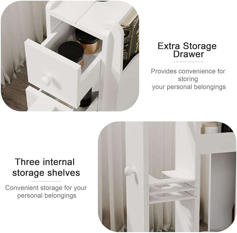 Organizedlife Toilet Paper Holder Stand with Drawer, Bathroom Storage Cabinet Beside Toilet with Book Organizer, for Small Space Bathroom, No Assembly Required - Image 5