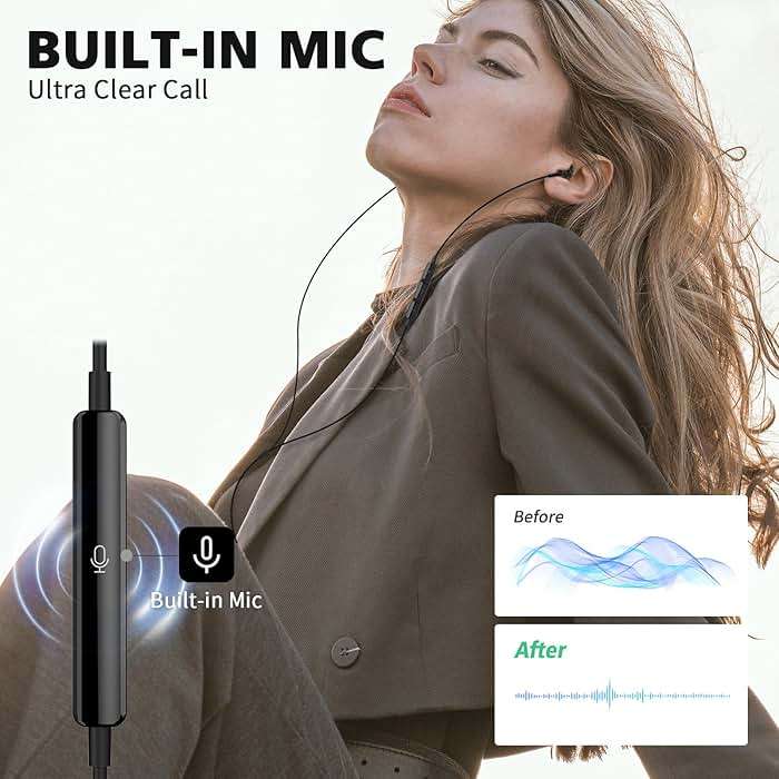ASKUBSKU USB C Earbud for iPhone 17 Air 16 Pro Max Plus/iPad, Black Gold | Type C Earphones with Mic Stereo Magnetic Cord Wired Headphones for Samsung S26 S25 Ultra S24+ S23 Flip/Pixel 10 9 8 - Image 4