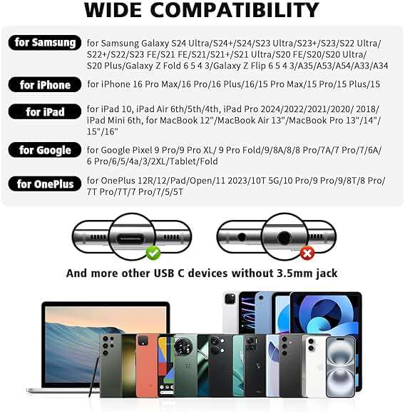 ASKUBSKU USB C Earbud for iPhone 17 Air 16 Pro Max Plus/iPad, Black Gold | Type C Earphones with Mic Stereo Magnetic Cord Wired Headphones for Samsung S26 S25 Ultra S24+ S23 Flip/Pixel 10 9 8 - Image 7