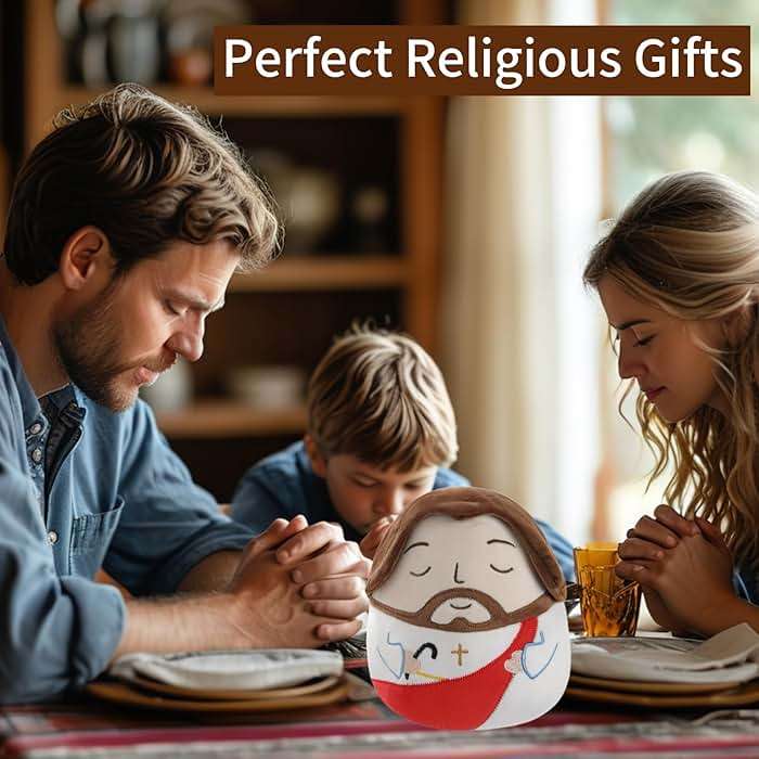 LeYoHa Jesus Plush Christian Religious Gift - Jesus Stuffed Animal Divine Inspiration, Beautiful Cross Embroidery Baptism Prayer Gift, Red 8 Inch - Image 2