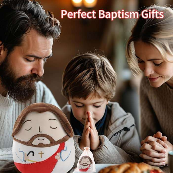 LeYoHa Jesus Plush Christian Religious Gift - Jesus Stuffed Animal Divine Inspiration, Beautiful Cross Embroidery Baptism Prayer Gift, Red 8 Inch - Image 5