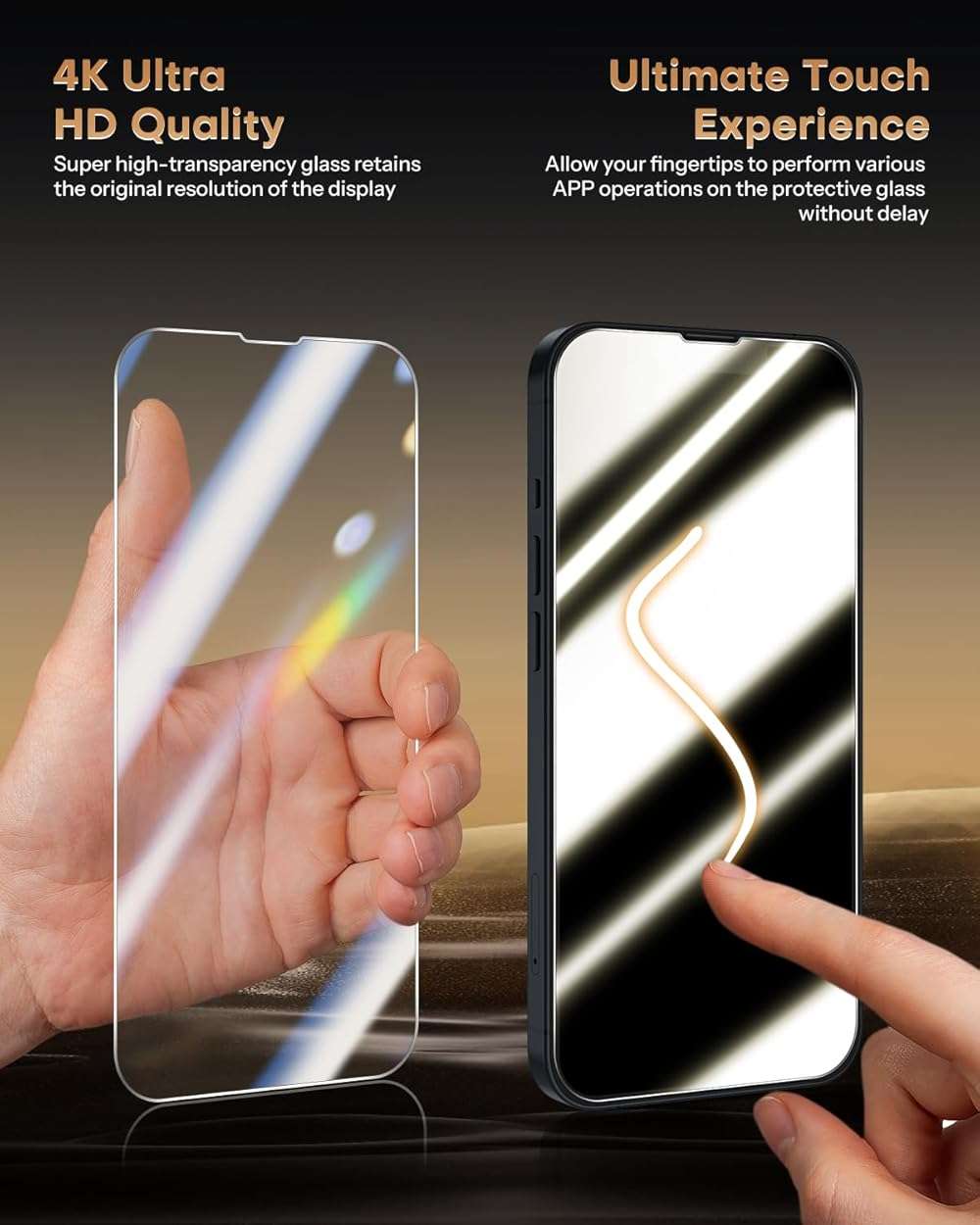OMOTON 3 Pack Screen Protector for iPhone 17e 2026/ iPhone 16e 2025 6.1 Inch, Tempered Glass Film, Bubble-Free, HD Clear, Anti-Scratch, Easy Installation Protective Glass - Image 3
