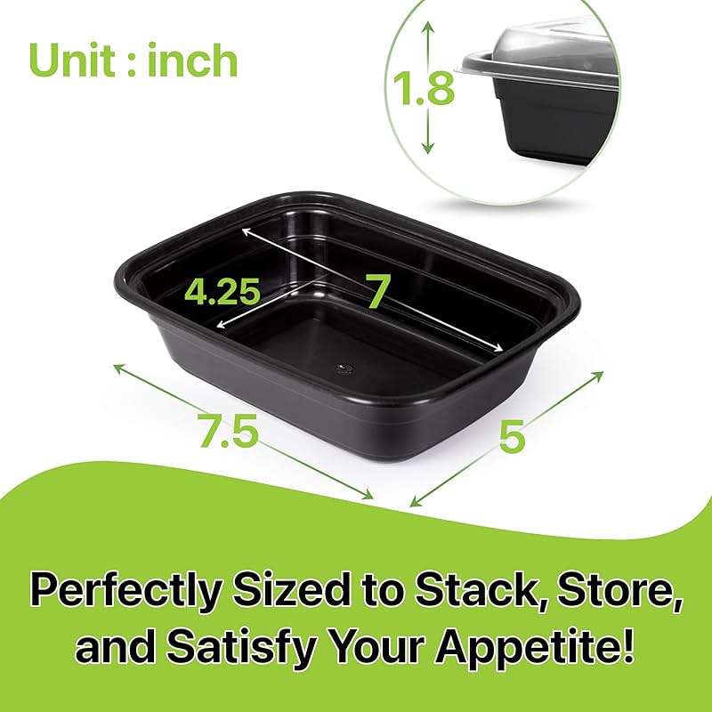 Pokanic Meal Prep Containers [10 Set] x [16 oz] with Lids, 1 compartment, Stackable, Reusable, Leakproof, Food Safe, Microwave, Freezer & Dishwasher Safe for Food Prep Storage Bento (10 Set, 16 oz) - Image 2