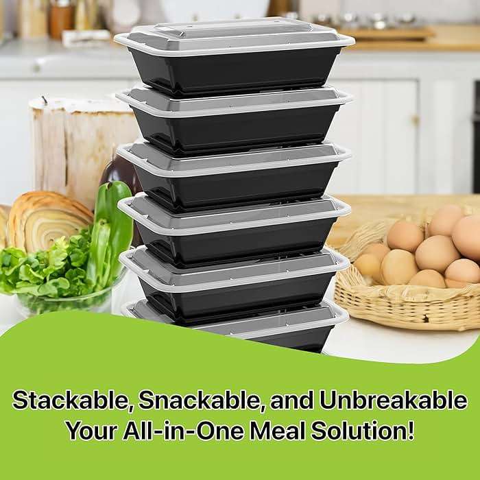 Pokanic Meal Prep Containers [10 Set] x [16 oz] with Lids, 1 compartment, Stackable, Reusable, Leakproof, Food Safe, Microwave, Freezer & Dishwasher Safe for Food Prep Storage Bento (10 Set, 16 oz) - Image 3