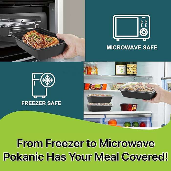 Pokanic Meal Prep Containers [10 Set] x [16 oz] with Lids, 1 compartment, Stackable, Reusable, Leakproof, Food Safe, Microwave, Freezer & Dishwasher Safe for Food Prep Storage Bento (10 Set, 16 oz) - Image 7