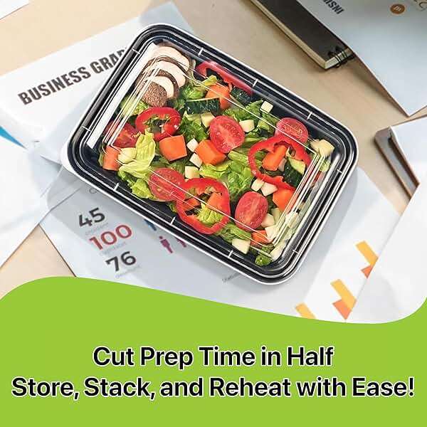 Pokanic Meal Prep Containers [10 Set] x [16 oz] with Lids, 1 compartment, Stackable, Reusable, Leakproof, Food Safe, Microwave, Freezer & Dishwasher Safe for Food Prep Storage Bento (10 Set, 16 oz) - Image 8