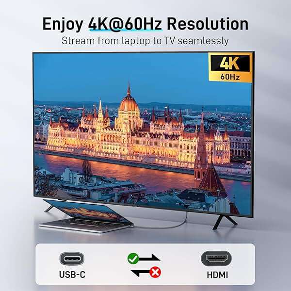 Acer USB C to HDMI Cable for Home Office 6.6FT (4K@60Hz), Thunderbolt 4/3 Compatible, High-Speed Type C to HDMI 2.0 Braided Cord for MacBook Neo, iPhone 17/16 Pro/Max, iPad Pro, Galaxy S25, Surface - Image 2