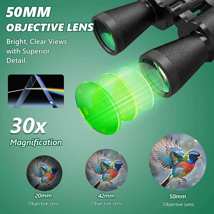 30x50 Binoculars for Adults, High-Powered Compact Professional Binoculars for Bird Watching, Hunting, Sports, Concerts, Travel, Cruise, and Outdoor, Waterproof with Case - Image 4