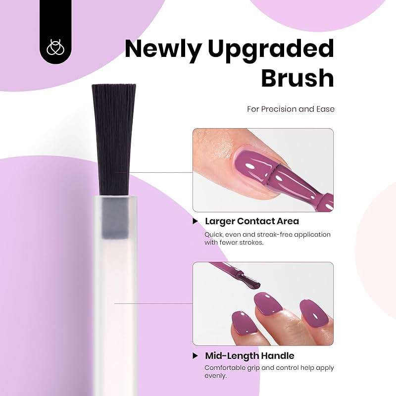 Beetles Hema-Free Gel Polish Set - 6 Colors 15ml Full Size Baby Pink Purple Gel Nude Pink Summer Colors Gel Polish Kit Soak Off Uv LED Nail Lamp DIY Home Manicure Salon Serene Afternoon - Image 6