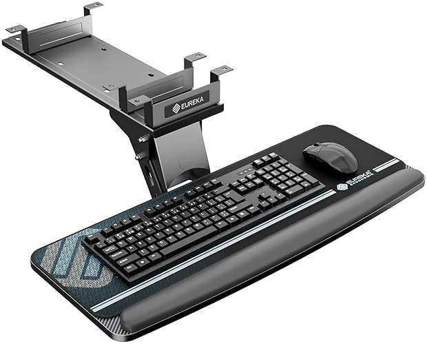 EUREKA ERGONOMIC Keyboard Tray Height Adjustable, Swivel Tilt Computer Keyboard Drawer Under Desk, 25x9.13'' Sliding Keyboard & Mouse Platform with Mouse Pad for Typing, Black - Image 1