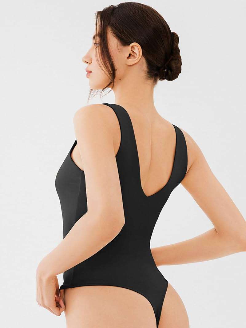 REORIA Butsmooth® Womens Sexy Deep V Neck Backless Sleeveless Double Lined Thong Bodysuits for Going Out - Image 5