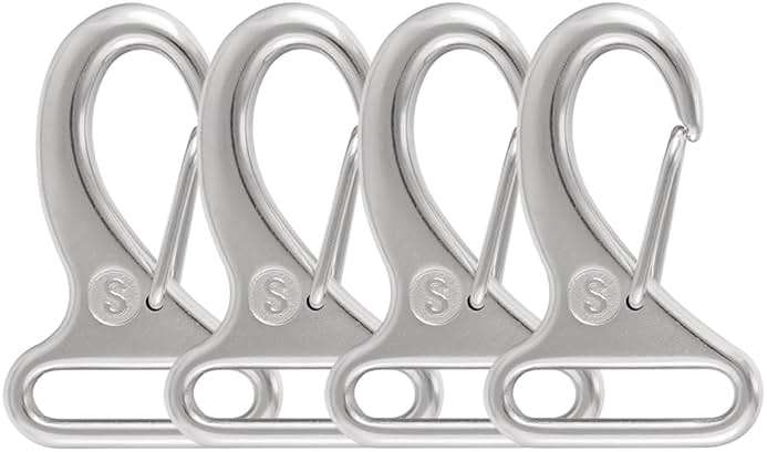 SHONAN Strap Hook 1 Inch, Stainless Steel Webbing Carabiner Clips for 1 Inch Flat Strap, Strap Buckles, Webbing Hardware - Image 1