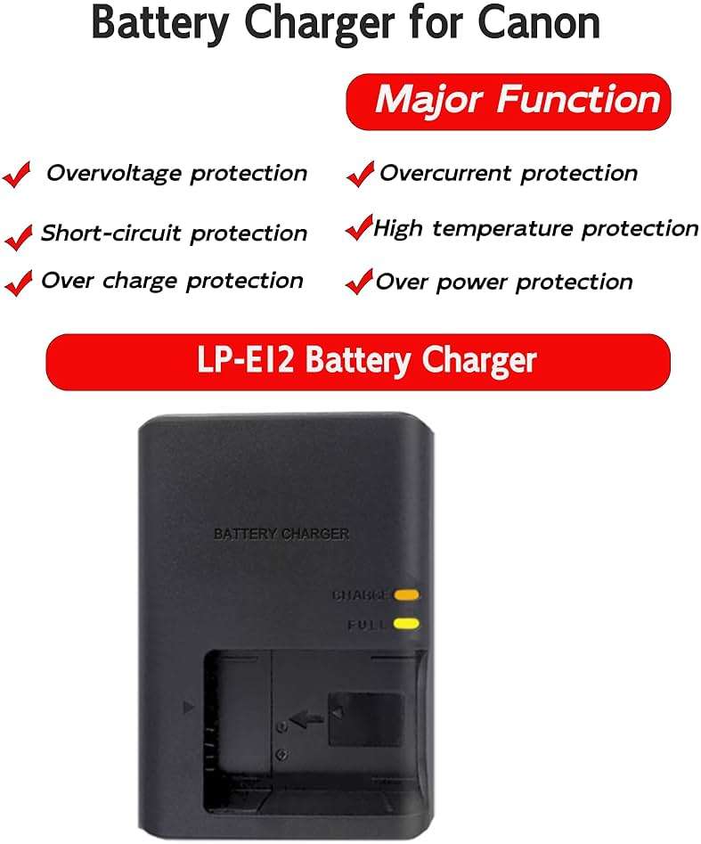 FCD TRUST LC-E12 Battery Charger Compatible with Canon LP-E12, Replacement Camera Charger for EOS M50 M50 Mark II M200 M100 M10 M2 M, 100D Rebel SL1 SX70 HS - Image 3