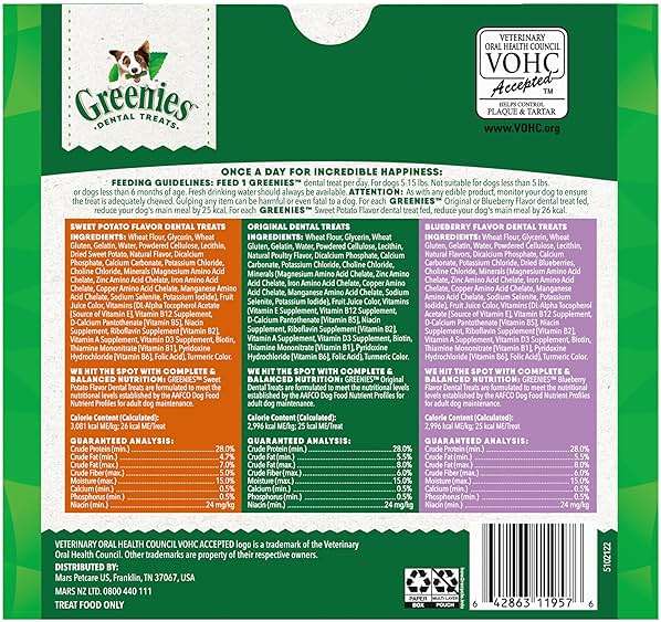 Greenies Dog Treats Veterinarian-Recommended Natural Dental Treats for Dogs, Teenie Size, Variety Pack Flavor, (3) 12 oz. Packs, 130 Count - Image 9