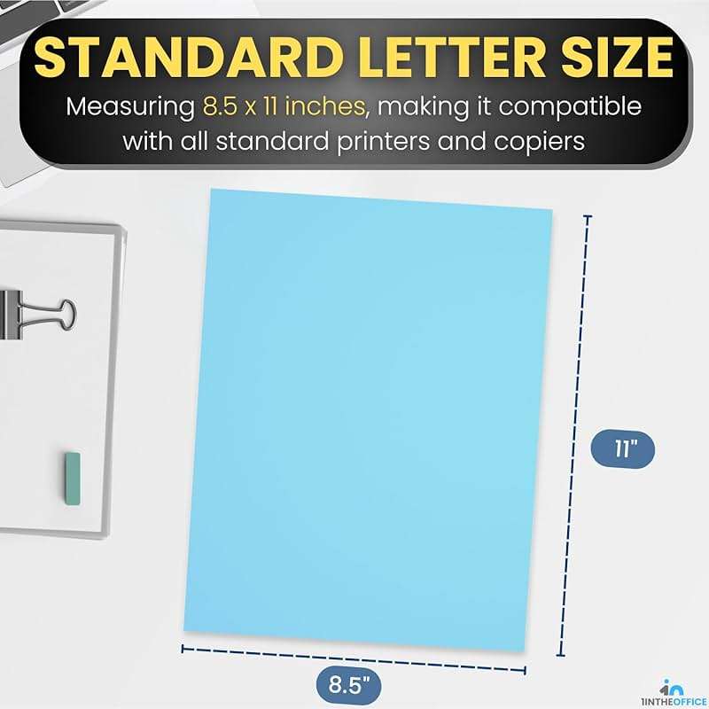 1InTheOffice Blue Copy Paper, Printer Paper, Pastel Colored Copy Paper, 20 lbs., 8.5" x 11", 500 Sheets Pack - Image 2