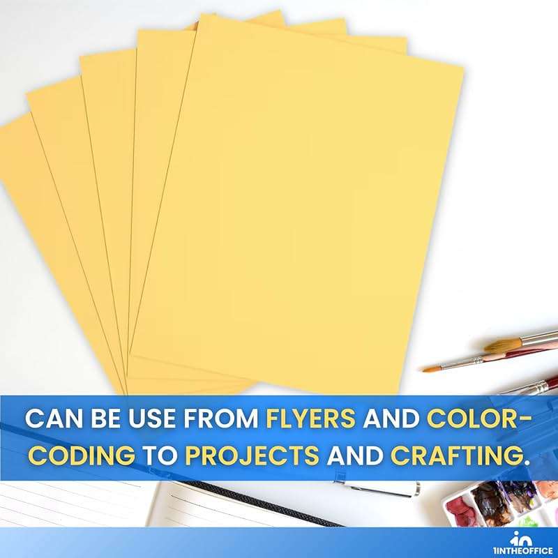 1InTheOffice Yellow Copy Paper, Printer Paper, Colored Copy Paper, 20 lbs., 8.5" x 11", 20 lbs., 500 Pack - Image 6