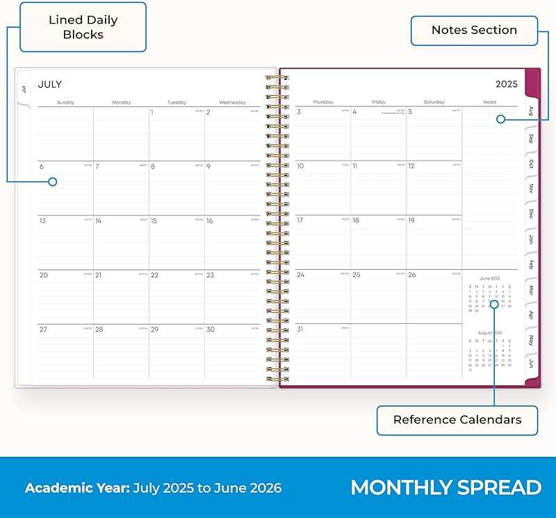 Blue Sky 2025-2026 Weekly and Monthly Academic Year Planner Calendar, July 2025 - June 2026, 8.5" x 11", Flexible Cover, Wirebound, Storage Pocket, Laminated Tabs, Roosevelt Pink - Image 4