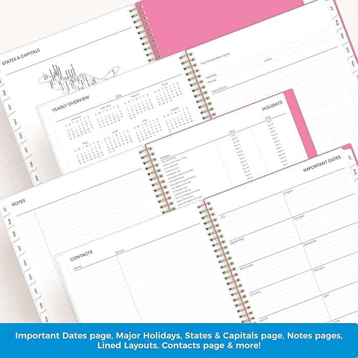 Blue Sky 2025-2026 Weekly and Monthly Academic Year Planner Calendar, July 2025 - June 2026, 8.5" x 11", Flexible Cover, Wirebound, Storage Pocket, Laminated Tabs, Roosevelt Pink - Image 5