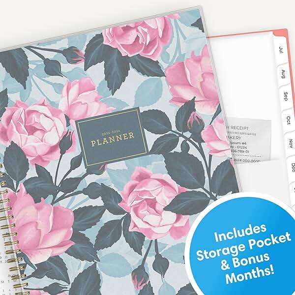 Blue Sky 2025-2026 Weekly and Monthly Academic Year Planner Calendar, July 2025 - June 2026, 8.5" x 11", Flexible Cover, Wirebound, Storage Pocket, Laminated Tabs, Roosevelt Pink - Image 6