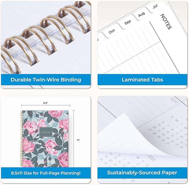 Blue Sky 2025-2026 Weekly and Monthly Academic Year Planner Calendar, July 2025 - June 2026, 8.5" x 11", Flexible Cover, Wirebound, Storage Pocket, Laminated Tabs, Roosevelt Pink - Image 8