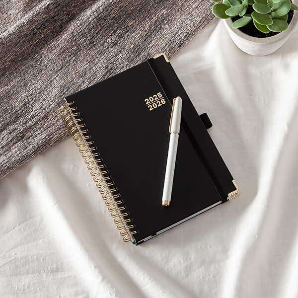 Blue Sky 2025-2026 Weekly and Monthly Academic Year Planner Calendar, July 2025 - June 2026, 5" x 8", Faux Leather Cover, Wirebound, Storage Pocket, Laminated Tabs, Black - Image 2