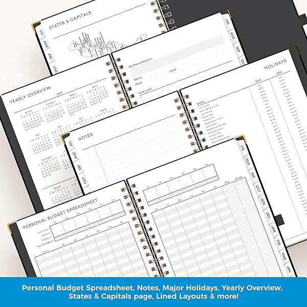 Blue Sky 2025-2026 Weekly and Monthly Academic Year Planner Calendar, July 2025 - June 2026, 5" x 8", Faux Leather Cover, Wirebound, Storage Pocket, Laminated Tabs, Black - Image 6