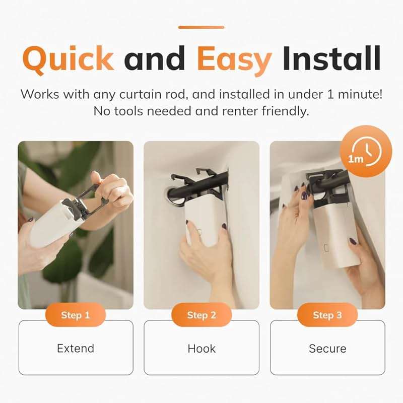 Ryse SmartCurtain | Motorized Curtain | Turn Current Curtains into Electric, Automated Drapes | Easy Install | Works with Existing Single or Double Curtain | Phone App Enabled | Charger Not Included - Image 2