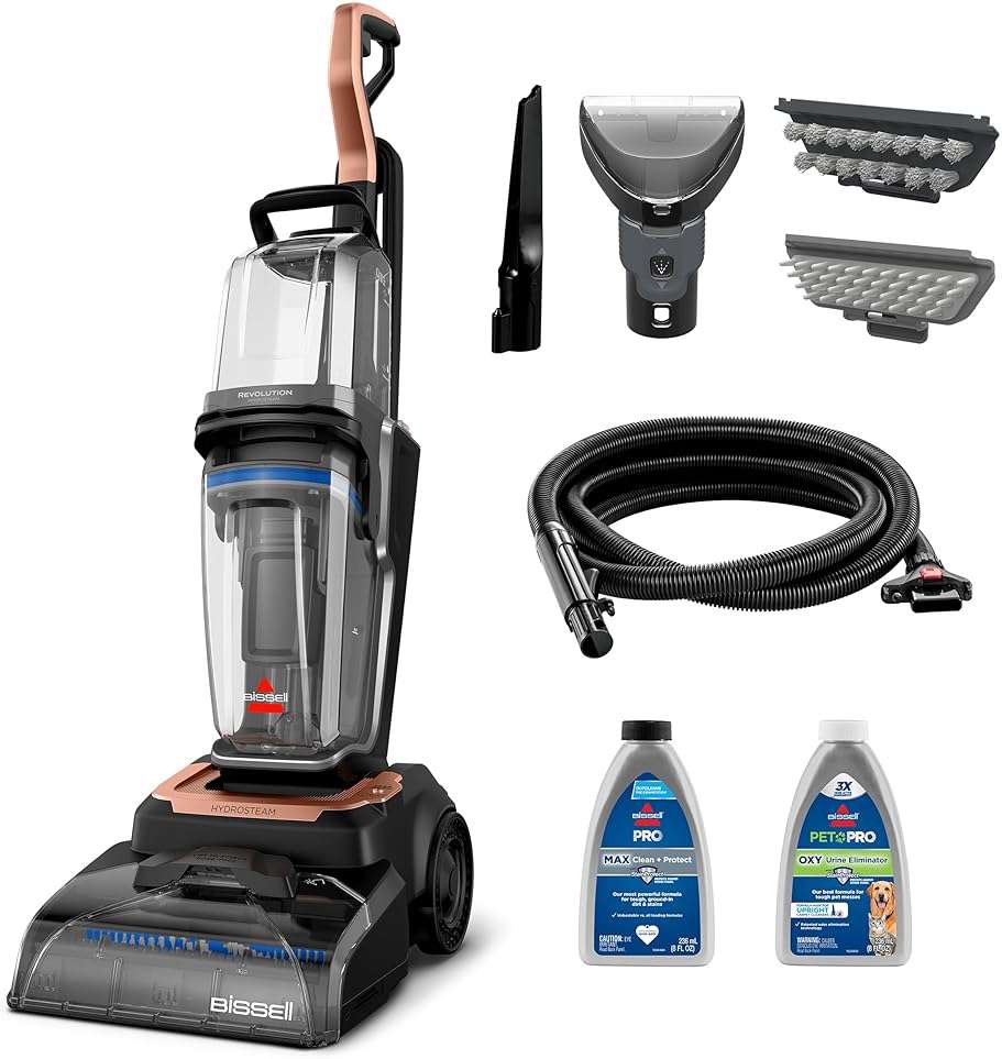 BISSELL Revolution HydroSteam Carpet Cleaner, Upright Deep Cleaner, HydroSteam Technology, 4-inch Self-Cleaning Tough Stain Tool & Formulas Included, 4123 - Image 1