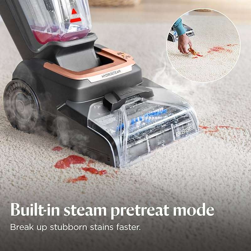 BISSELL Revolution HydroSteam Carpet Cleaner, Upright Deep Cleaner, HydroSteam Technology, 4-inch Self-Cleaning Tough Stain Tool & Formulas Included, 4123 - Image 3