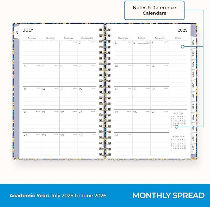 Blue Sky 2025-2026 Weekly and Monthly Academic Year Planner Calendar, July 2025 - June 2026, 5" x 8", Hard Cover, Wirebound, Storage Pocket, Laminated Tabs, Stickers, Becky - Image 5