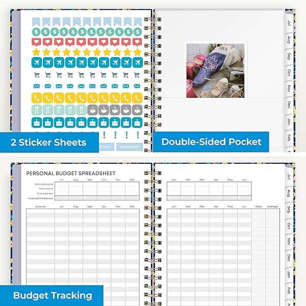 Blue Sky 2025-2026 Weekly and Monthly Academic Year Planner Calendar, July 2025 - June 2026, 5" x 8", Hard Cover, Wirebound, Storage Pocket, Laminated Tabs, Stickers, Becky - Image 6