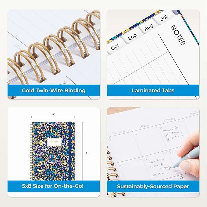 Blue Sky 2025-2026 Weekly and Monthly Academic Year Planner Calendar, July 2025 - June 2026, 5" x 8", Hard Cover, Wirebound, Storage Pocket, Laminated Tabs, Stickers, Becky - Image 8