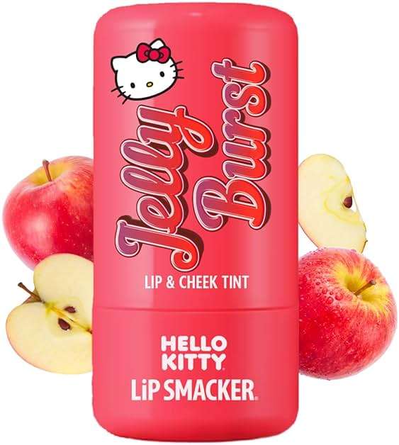 Lip Smacker Hello Kitty So Jelly Lip & Cheek Tint, Moisturizing Sheer & Buildable Color, Fun Bouncy Jelly Texture, Sweet Apple Flavor - Apple - Image 1