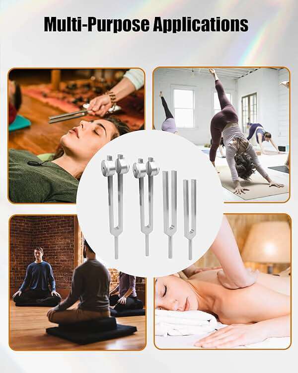 TIKSCIENCE Resonance Tuning Forks for Healing Set Inlcuding c128Hz om136.1Hz c256Hz 384Hz Hockey Puck Activator, Chakra Sound Therapy Instruments Tuning Fork Set - Image 4