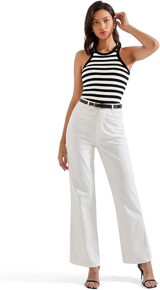 SUUKSESS Women Padded Cotton Ribbed Tank Tops High Neck Racerback Basic Tops - Image 2