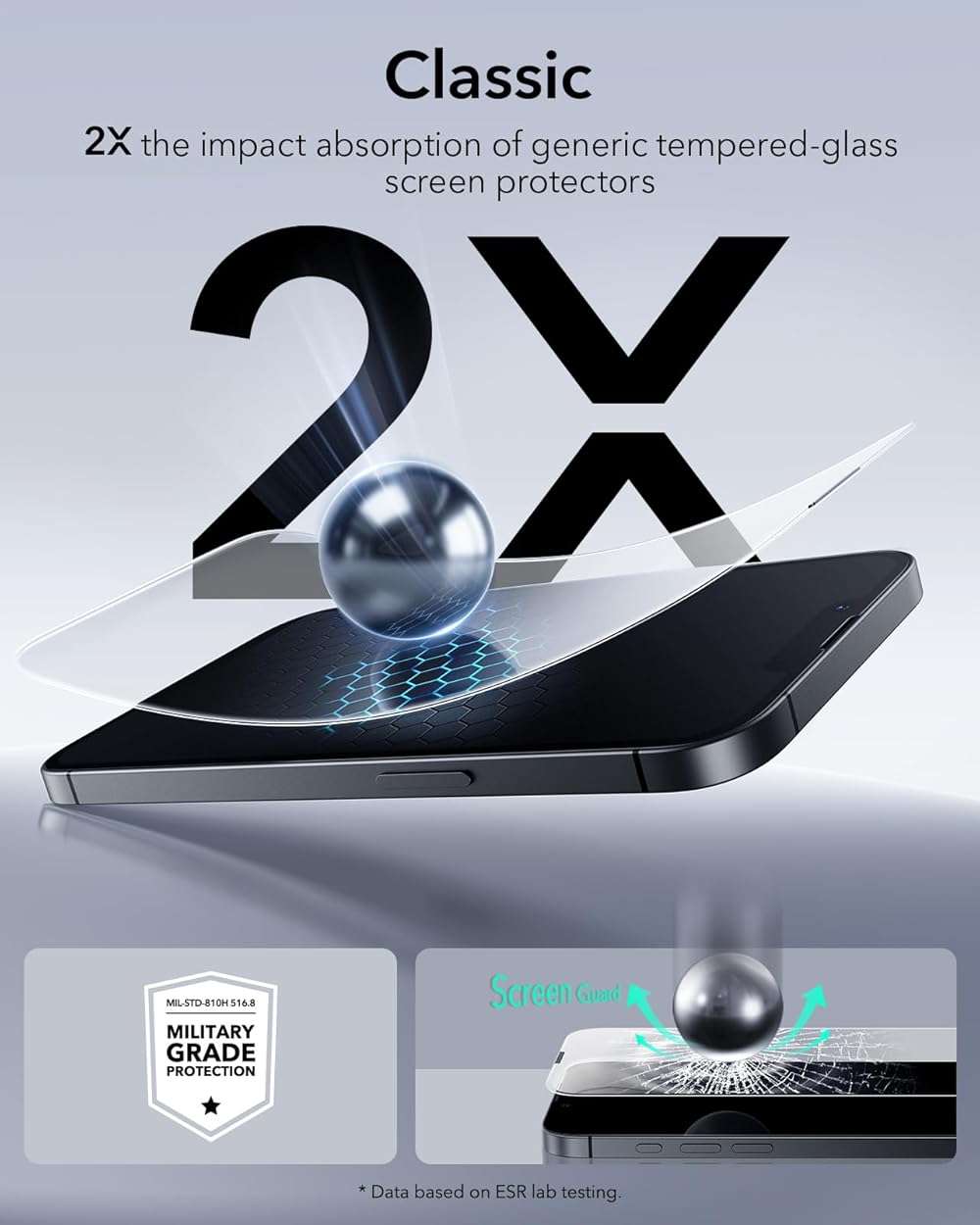 ESR 3 Pack for iPhone 17e/iPhone 16e/iPhone 14/iPhone 13/13 Pro Screen Protector, Military Grade Shatterproof, 9H Hardness, Full Coverage Tempered Glass with UltraFit Tray - Image 4