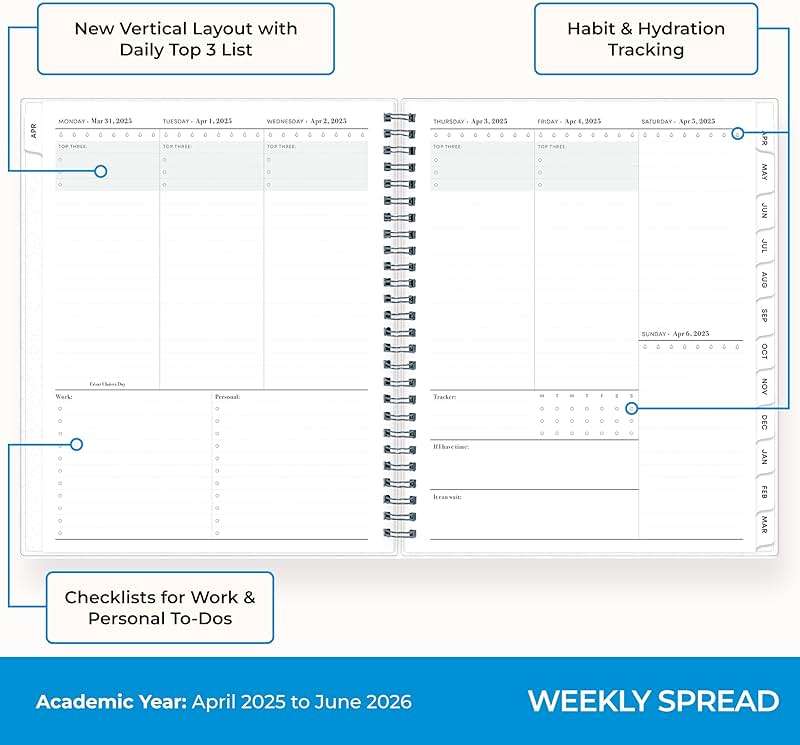 Blue Sky 15 Month 2025-2026 Weekly and Monthly Academic Year Planner Calendar, April 2025 - June 2026, 7" x 9", Flexible Cover, Wirebound, Laminated Tabs, Includes Ruler & Sticky Notes, Tropical - Image 3
