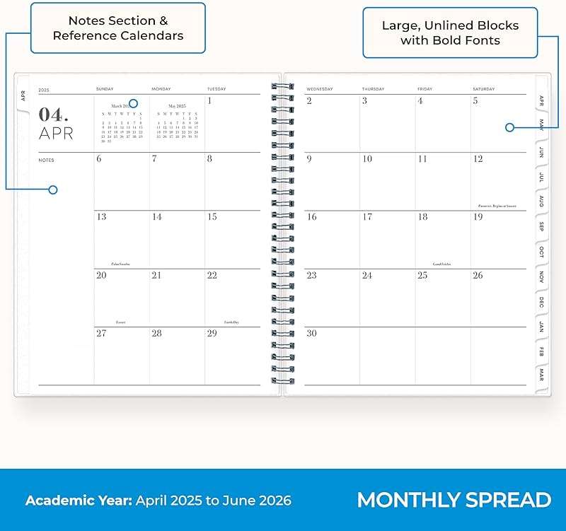 Blue Sky 15 Month 2025-2026 Weekly and Monthly Academic Year Planner Calendar, April 2025 - June 2026, 7" x 9", Flexible Cover, Wirebound, Laminated Tabs, Includes Ruler & Sticky Notes, Tropical - Image 4