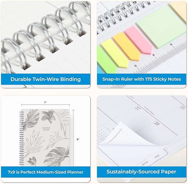Blue Sky 15 Month 2025-2026 Weekly and Monthly Academic Year Planner Calendar, April 2025 - June 2026, 7" x 9", Flexible Cover, Wirebound, Laminated Tabs, Includes Ruler & Sticky Notes, Tropical - Image 8