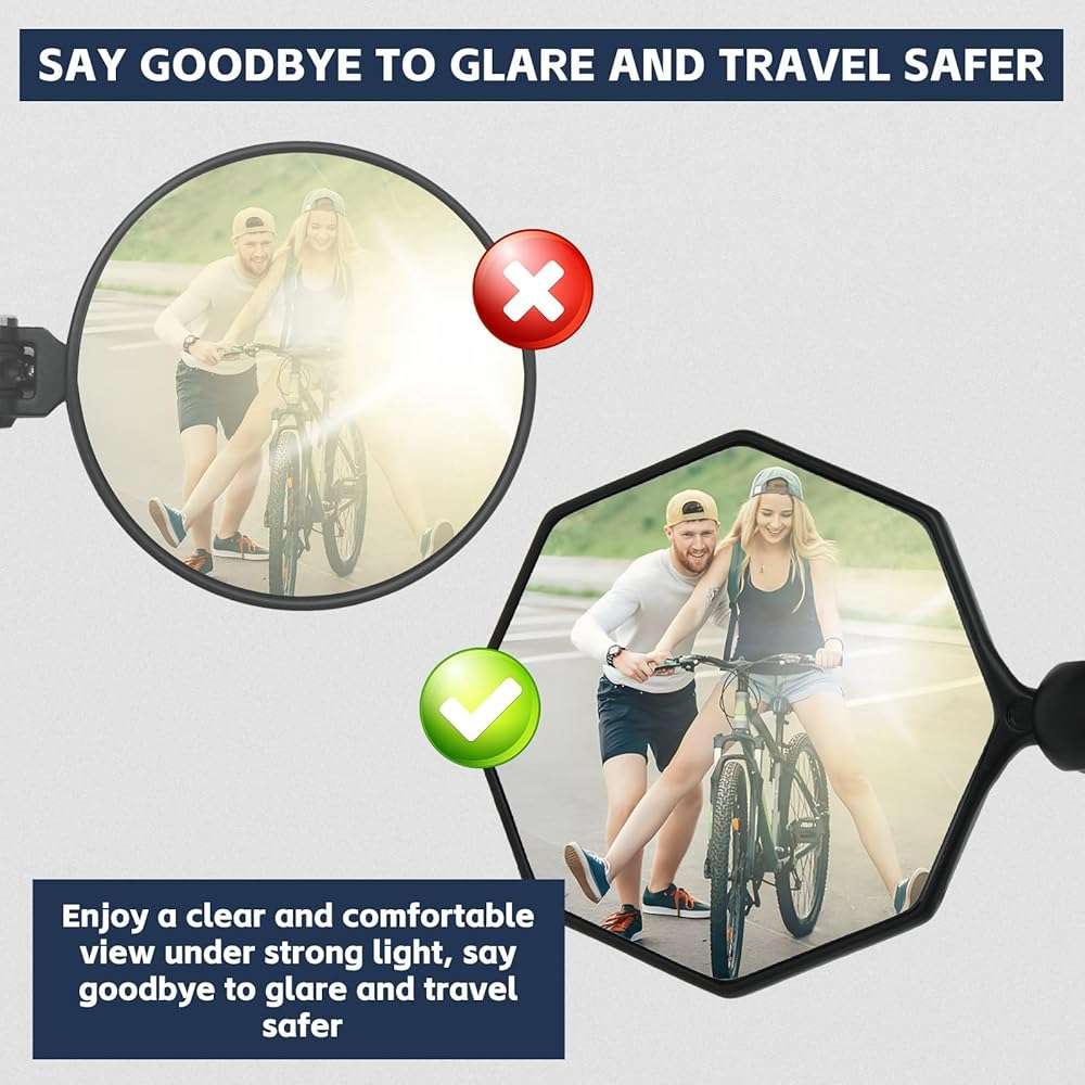SHEJISI Bike Mirror, 2 pcs Bike Mirror Handlebar Mount,Aluminum Alloy,HD 360° Adjusted Bike Rear View Mirror, Anti-impact/explosion/glare, Fits for Mountain Bikes,E-bike, Bicycle,Scooter,Motorcycle - Image 6