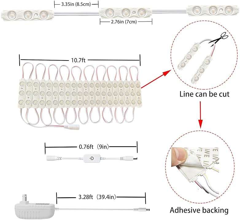LED Module, Inflatable Toy Replacement Lights, White 20 Pack, 9.8ft, 2835 SMD, LED IP65 Waterproof Christmas Inflatable Lights for Letter Signs, with Adhesive Tape on The Back (Power Supply Included) - Image 3